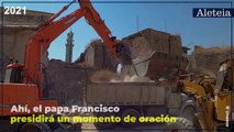 El papa Francisco visita lugar devastado por la guerra