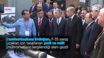 Cumhurbaşkanı Erdoğan, F-35 savaş uçakları için tasarlanan yerli ve milli mühimmatların sergilendiği alanı gezdi