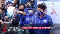 Sambil Menangis, Ketua Demokrat Jakarta Gelar Cap Jempol Darah Dukung AHY