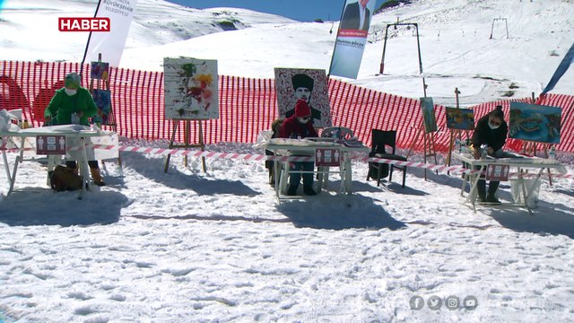 1850 rakımda kar üstünde resim yaptılar