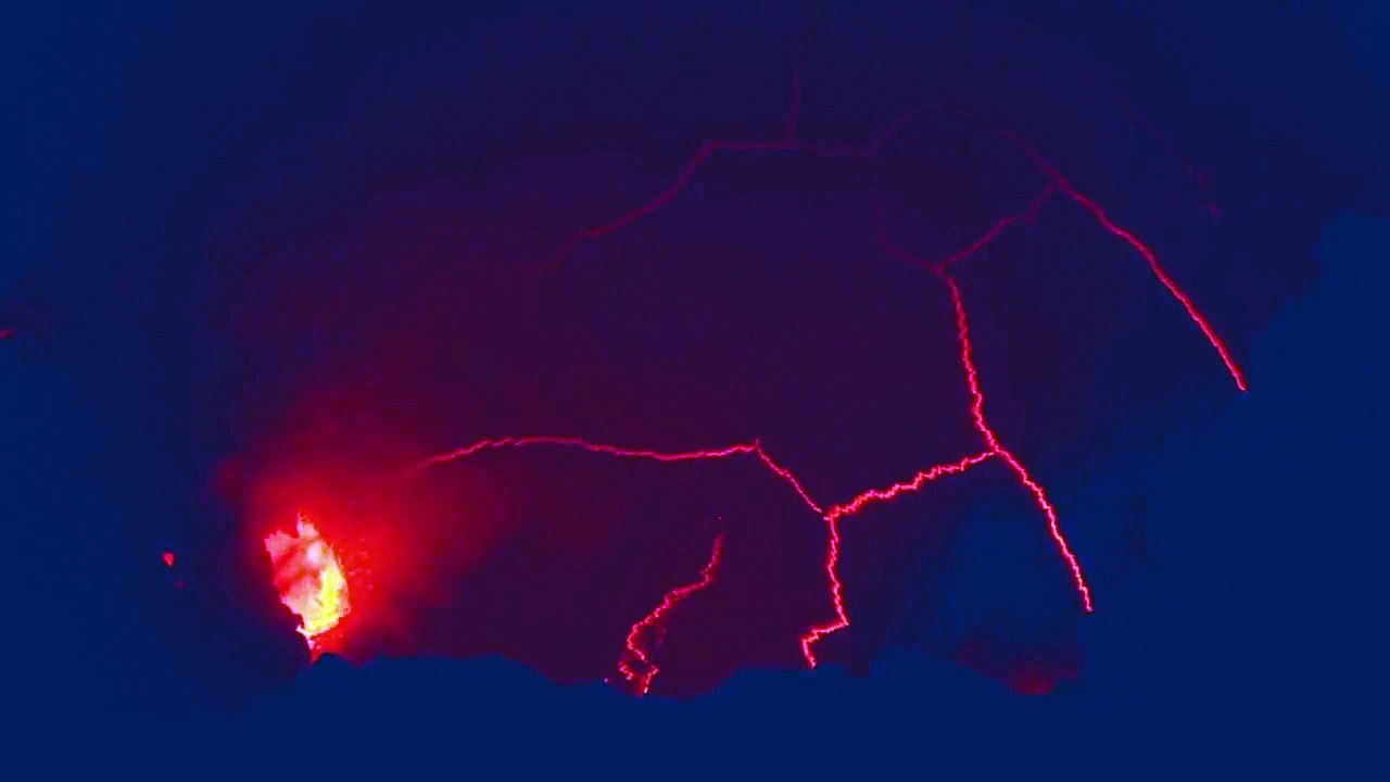 Lava Erupting From the Crater of a Volcano