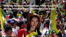 Thousands protest outside the UN office in Bangkok against Myanmar coup