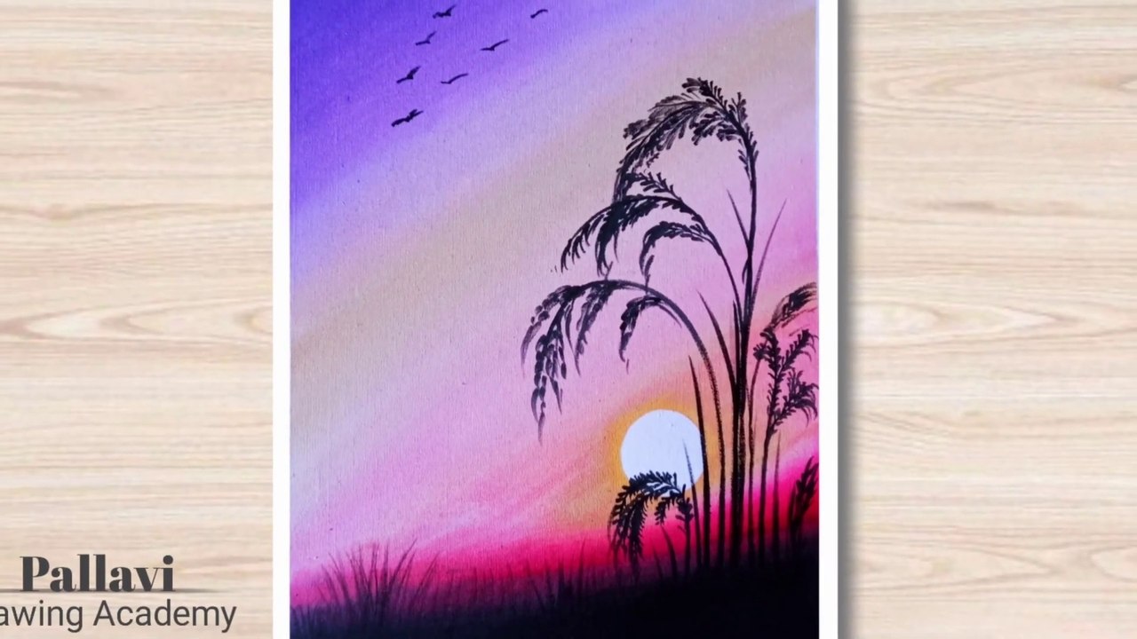 Very easy sun rise painting for beginners with poster colour __ Pallavi Drawing Academy