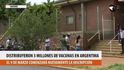 Distribuyeron 3 millones de vacunas en Argentina