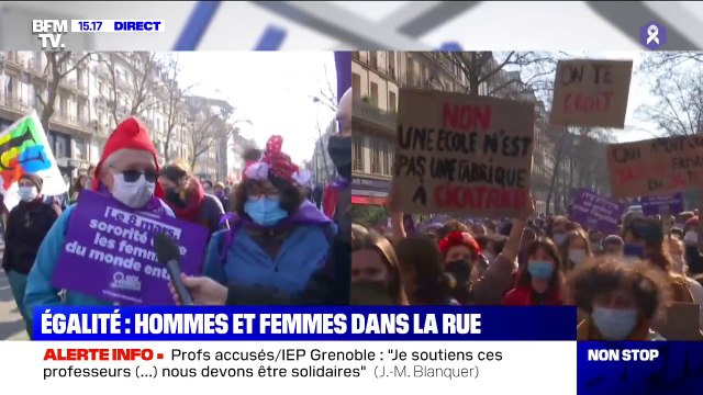 Journée des droits des femmes: une manifestation pour l'égalité hommes-femmes se déroule à Paris