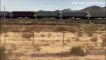 Ludlow, CA: 3-3-2021: Freight train derailment near the National Trails Highway railroad crossing.