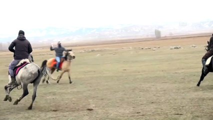 SİVAS - Cirit antrenmanında iki atın çarpışmasını kamera kaydetti