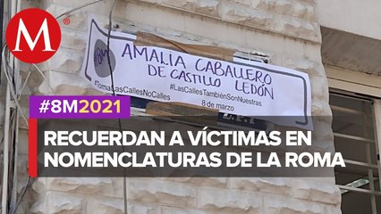 En la alcaldía Cuauhtémoc, escriben nombres de víctimas de violencia de género en nomenclaturas