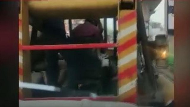 Lucknow: Traffic Police crane tows away car with driver