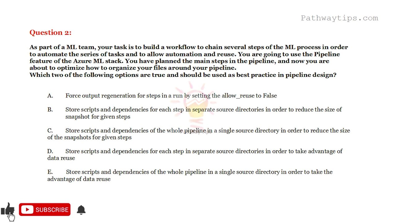Microsoft Azure Practice Exam DP-100: Q&A 1 to 5 : Designing and Implementing a Data Science Solution on Azure