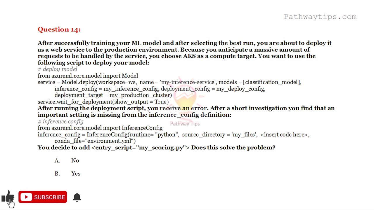 Microsoft Azure Practice Exam DP-100: Q&A 11 to 15 : Designing and Implementing a Data Science Solution on Azure