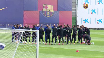EL ENTRENAMIENTO DEL FC BARCELONA para PREPARAR EL PARTIDO de CHAMPIONS ante el PSG