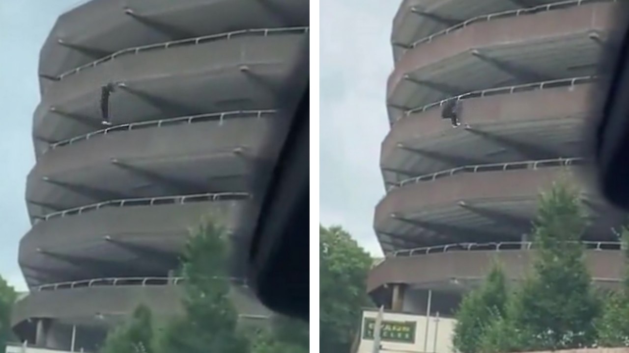 Un homme descend les 5 étages d'un parking en moins de 15 secondes
