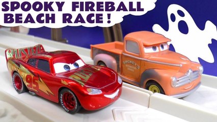 Download Video: Spooky Hot Wheels Fireball Beach Race with a Ghost plus Disney Pixar Cars Lightning McQueen and Marvel Avengers Superheroes in this Family Friendly Toy Story Full Episode English Video for Kids from Kid Friendly Family Channel Toy Trains 4U