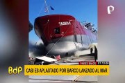 Países Bajos: Hombre casi es aplastado por barco lanzado al mar