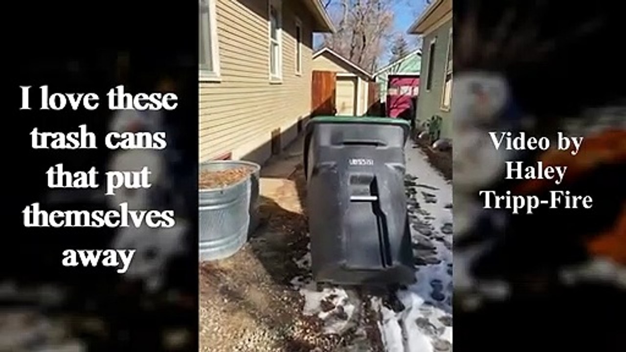 Trash cans that put themselves away