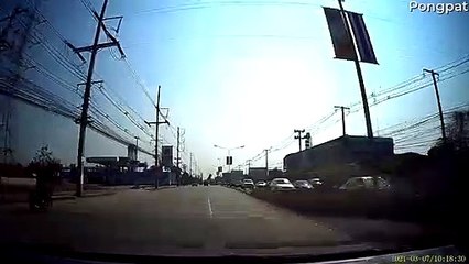 Car Has Close Call with Truck Making U-Turn