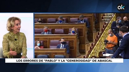 Esperanza Aguirre: "Abascal fue muy generoso tras los ataques de Casado en la moción de censura"