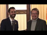 Domènech se entrevista con el presidente del Parlament, Roger Torrent