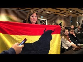 Assistent unionista a l'acte de Puigdemont a Copenhaguen
