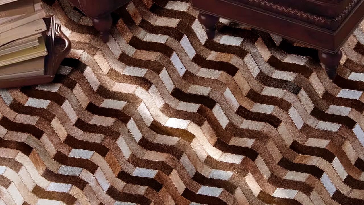 Handmade Leather Tufted Rio Canopus Natural/Multi Area Rug Carpet