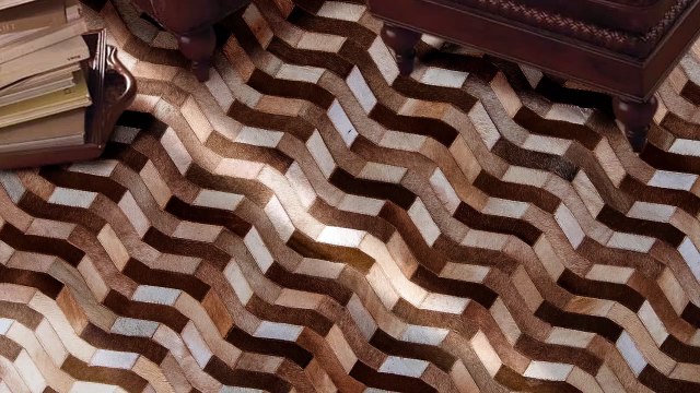 Handmade Leather Tufted Rio Canopus Natural/Multi Area Rug Carpet