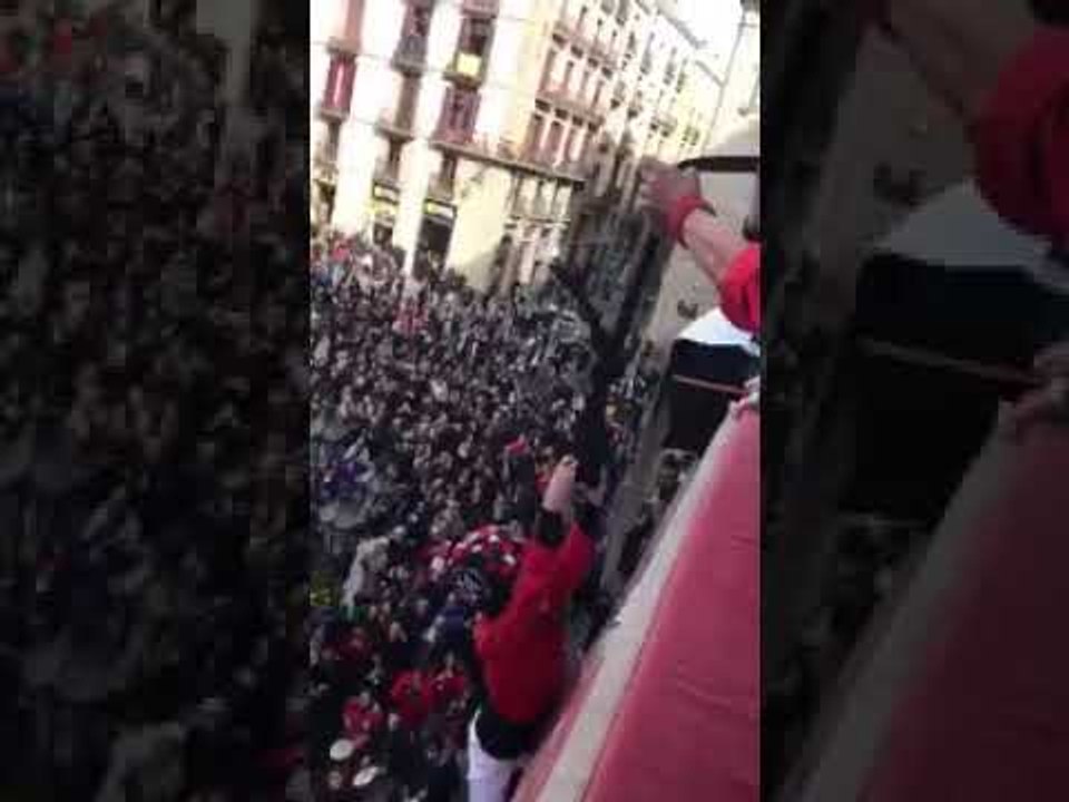 El susto de una enxaneta en la plaza de Sant Jaume