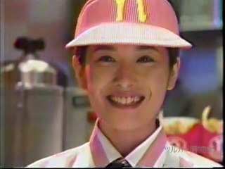 1998長野オリンピック　番組宣伝　富田靖子のファーストフード店員コスプレが可愛い！