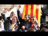 Emotiva celebració de Comín, Serret i Puig per la decisió de la justícia belga