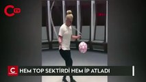 Top sektirerek ip atlayan İngiliz sporcu Guinness Rekorlar Kitabı'na girdi