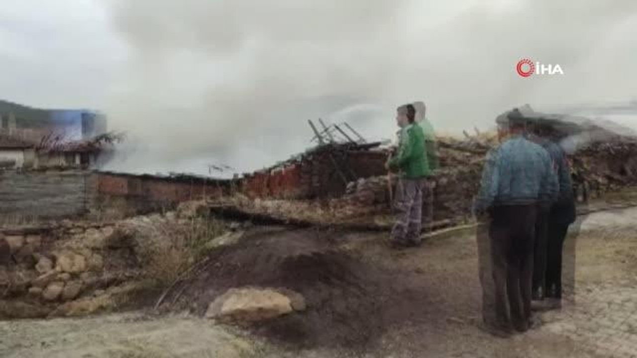 Son dakika haber: Kütahya'daki yangında ev, ahır ve samanlık yandı