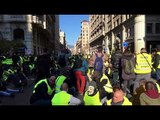 Asseguda dels taxistes a la Via Laietana