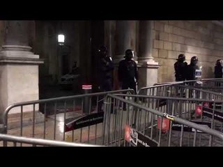 Els CDR llencen ous, pintura i petards al Palau de la Generalitat