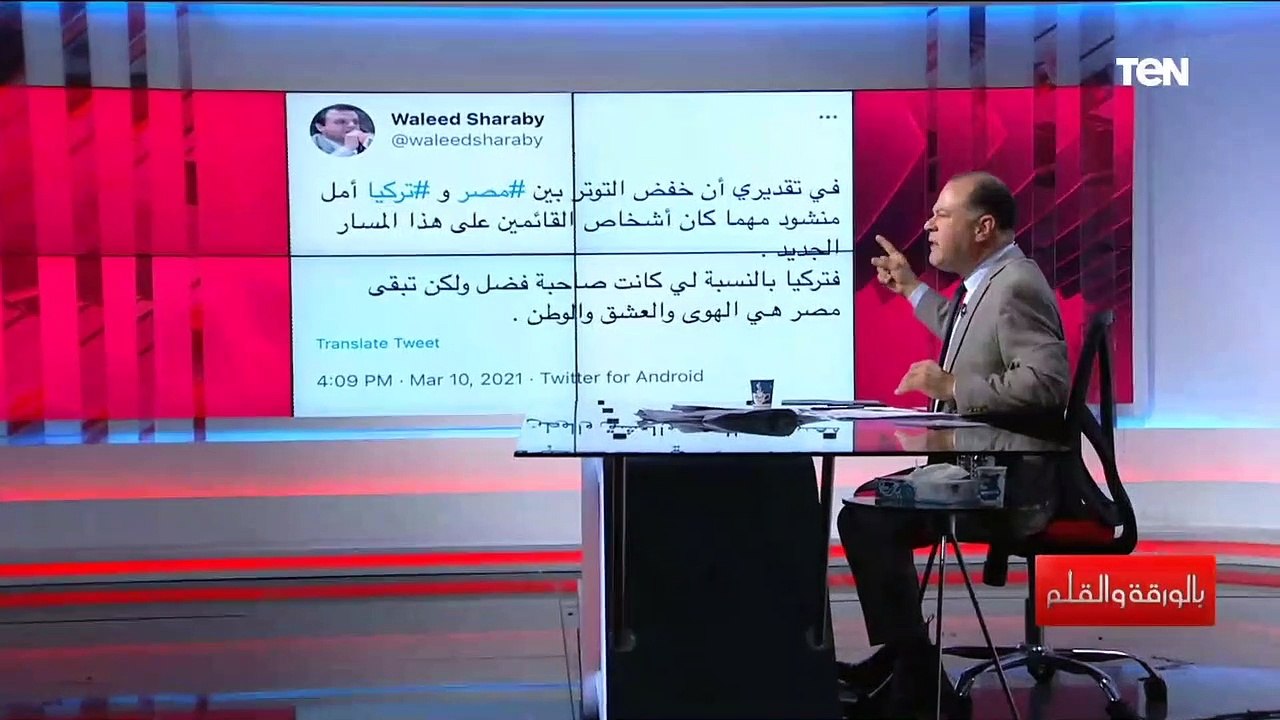 أي دولة داعمة للإخوان فهي عدو لمصر..وليد شرابي يتقرب لمصر بتغريدة والديهي يعلق