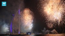Timelapse of Burj Al Arab's spectacular 12-minute-long New Year fireworks in Dubai