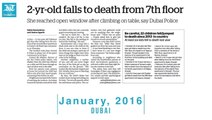 Tragic accidents that involved minors in UAE during 2016