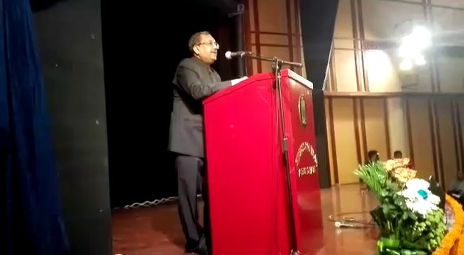 T.P. Seetharam, reads out the Indian President Pranab Mukherjee’s speech.