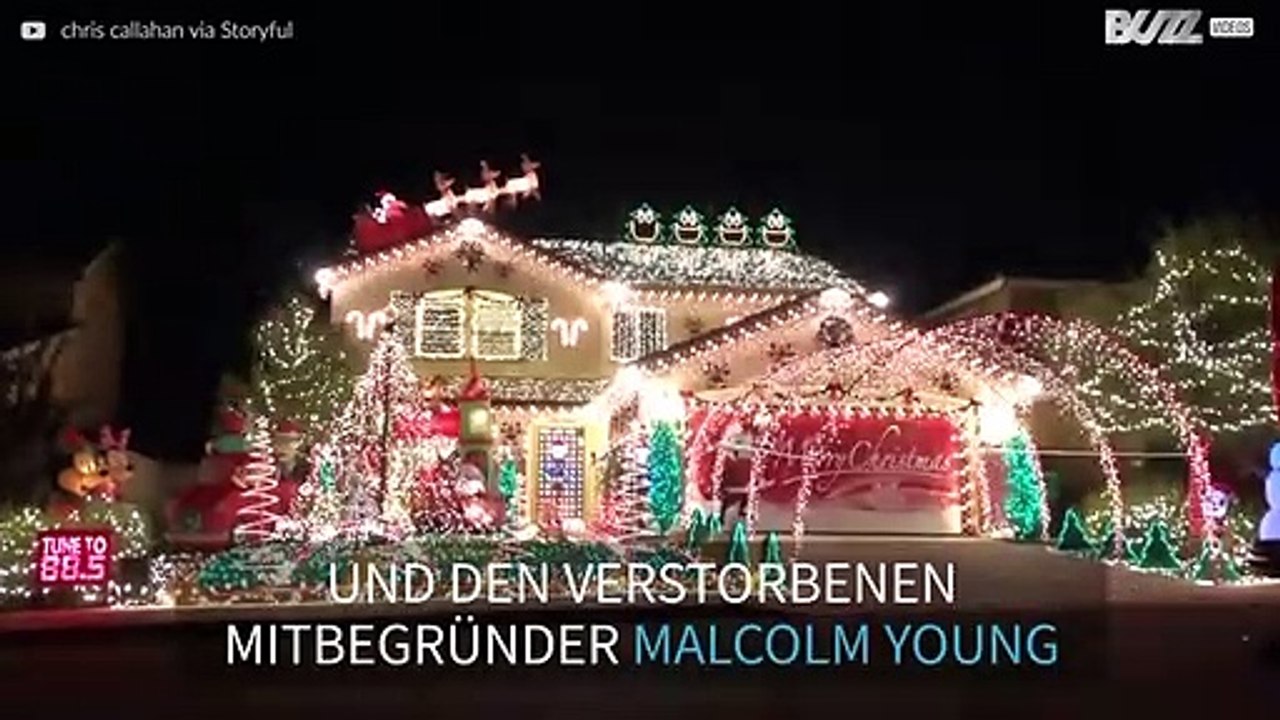 Weihnachtsbeleuchtung eines AC/DC-Fans