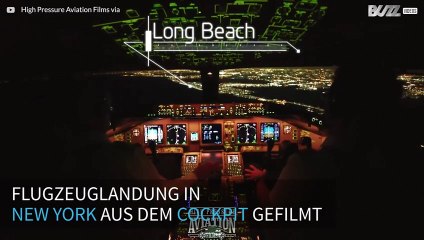 Beeindruckende Flugzeuglandung in New York City aus dem Cockpit