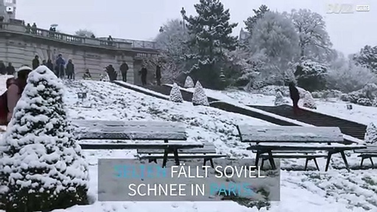 Die Pariser werden Zeuge heftigen Schneefalls