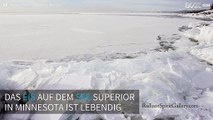 Krass! Das Eis auf dem See Lake Superior ist lebendig