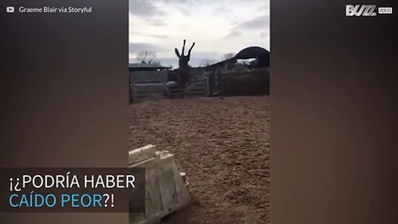 Caballo hace una pirueta y cae de bruces al intentar saltar una valla