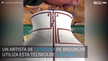 Artista de cerámica utiliza una increíble técnica de pintura