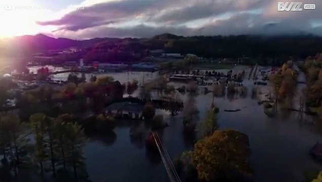 Drone films flood damage in North Carolina