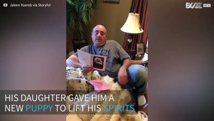 Grieving man is surprised with a new family member