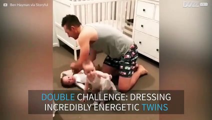 The challenge of getting twin babies ready for bed
