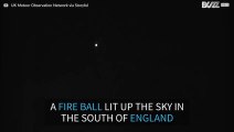 A fire ball lights up the sky in the south of England