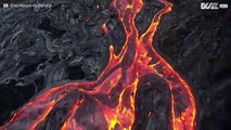 Drone footage of rivers of lava from Kliauea volcano
