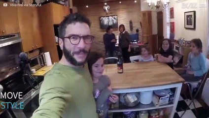 How to pull a child's loose tooth with a champagne bottle