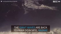 Sebastian Steudtner surfs giant wave in Nazaré